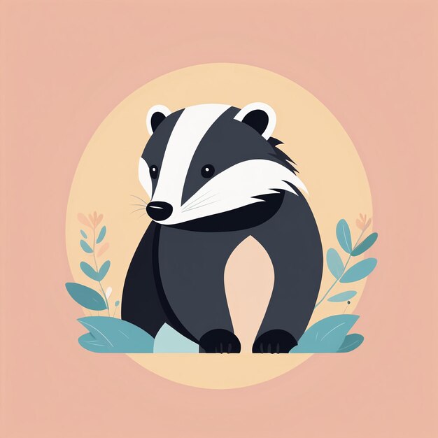 Cute badger cartoon illustration