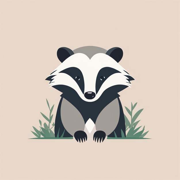 Photo cute badger cartoon illustration