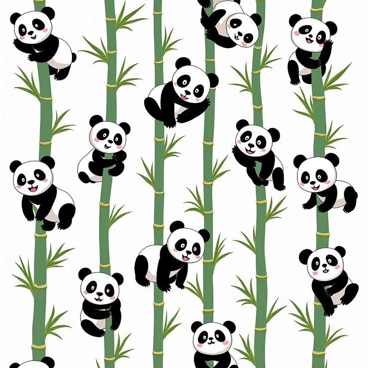 Photo cute bamboo munching pattern