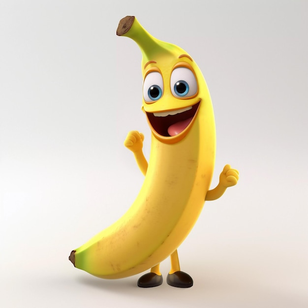 Cute banana happy cartoon character