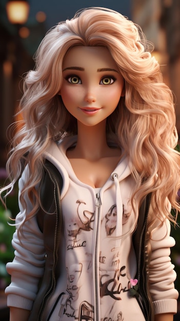 Cute barbie Charming blond Created with Generative AI