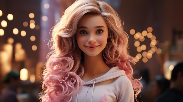 Cute barbie Charming blond Created with Generative AI