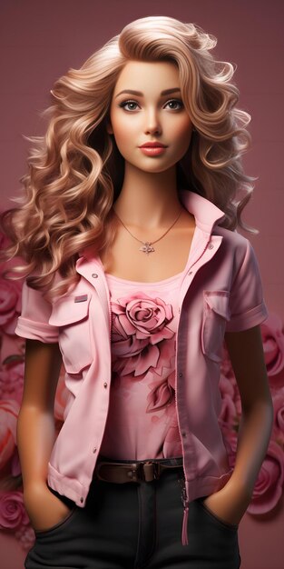 cute barbie doll with pink outfit