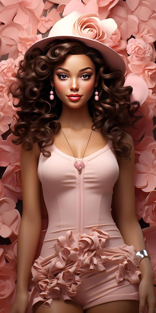 cute barbie doll with pink outfit