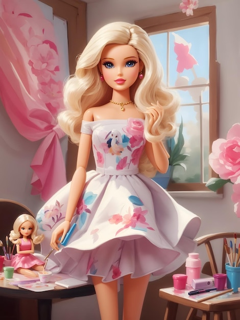 Cute barbie painting