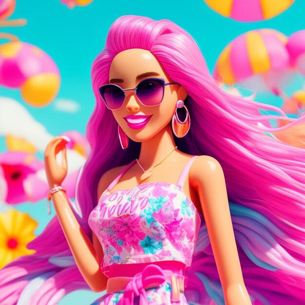 Foto cucina barbie con i capelli rosa alla festa