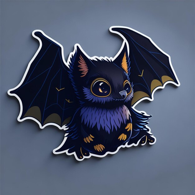 Cute bat character themed cut sticker design ai generated