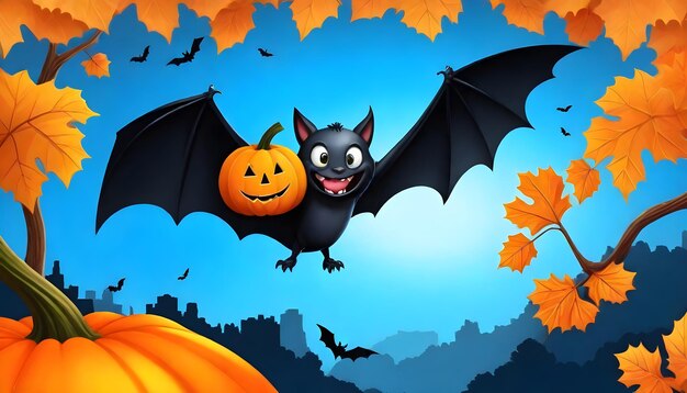 Photo a cute bat on halloween