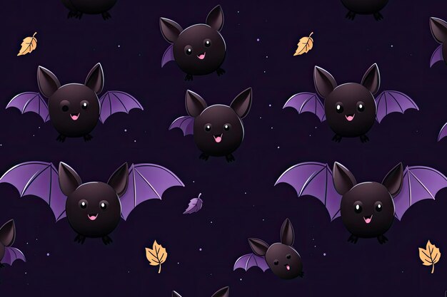 사진 귀여운 박쥐 간단한 할로윈 보라색과 검은 색 생성 ai