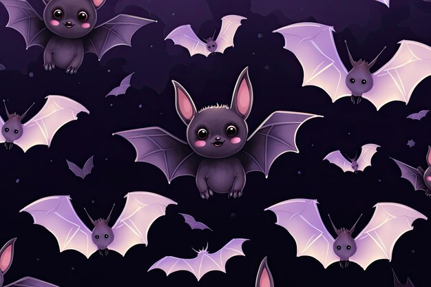 Photo cute bat simple halloween purple and black generative ai