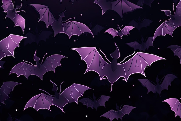 Photo cute bat simple halloween purple and black generative ai