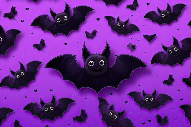 Cute bat simple halloween purple and black generative ai