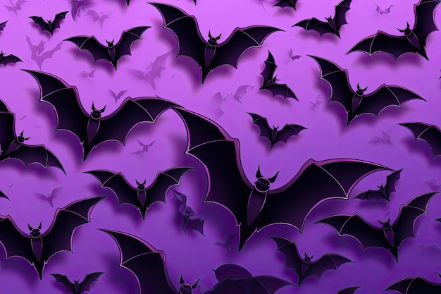 cute bats simple aesthetic halloween purple and black generative ai