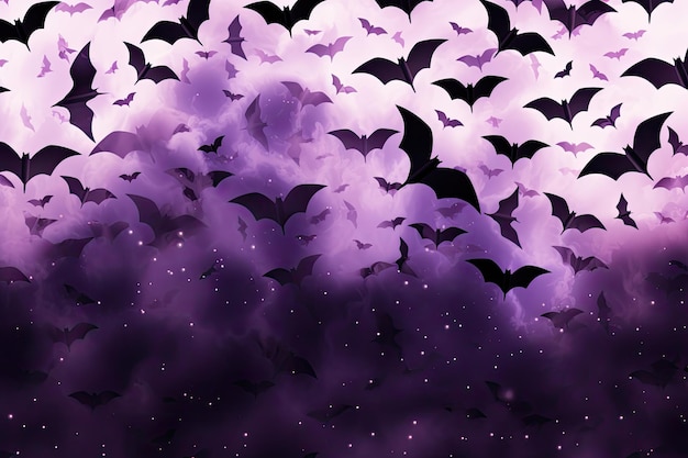 милые летучие мыши простые эстетические Хэллоуин фиолетовый и черный генеративный ай