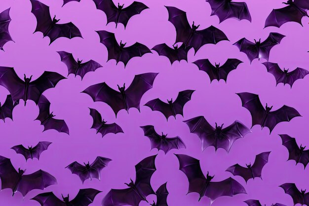 Cute bats simple aesthetic halloween purple and black generative ai