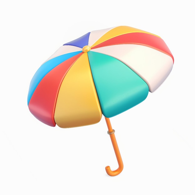 Photo cute beach umbrella icon 3d render white background generative ai