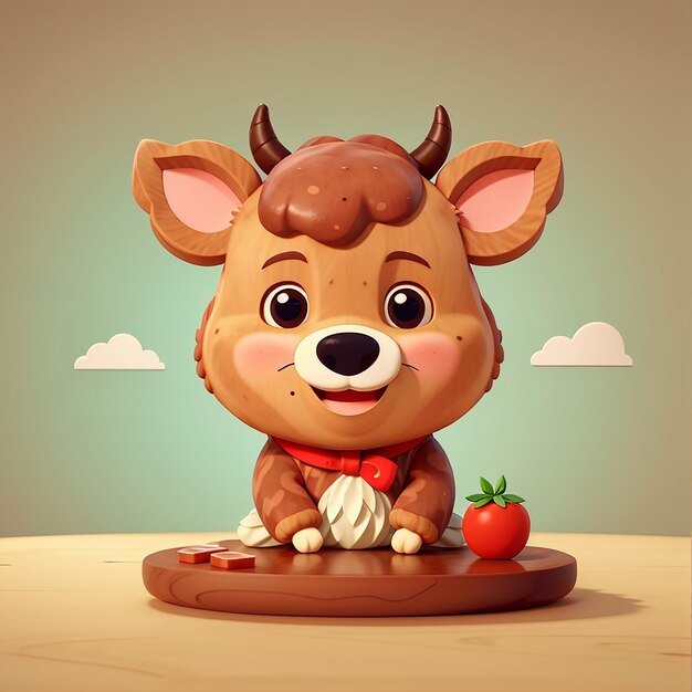 Cute Beaf Steak Sitting Cartoon Vector Icon Illustration Food Nature Icon Concept Isolated Premium Vector Flat Cartoon Style