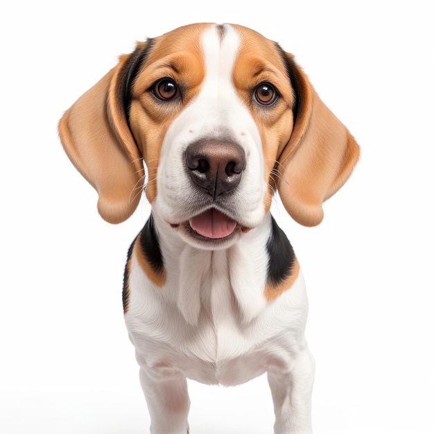 Cute beagle dog on white background