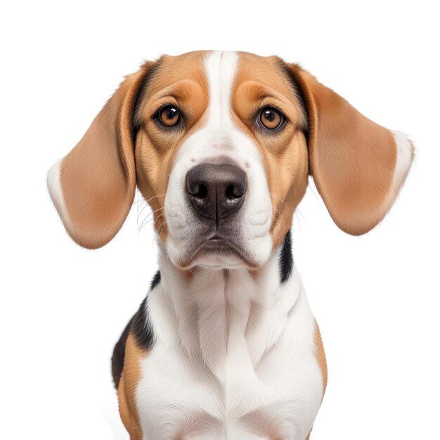 Cute beagle dog on white background