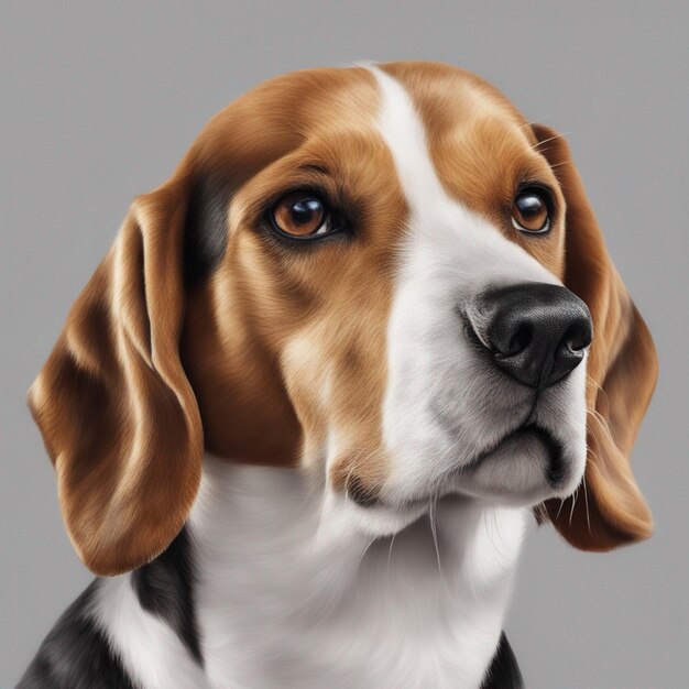 Photo a cute beagle dog with clean grey background