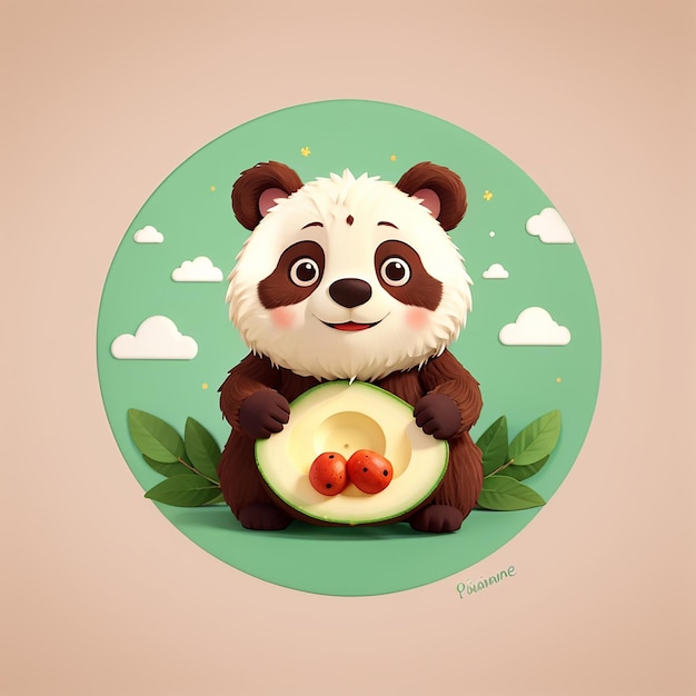 Cute Bear Avocado Cartoon Vector Icon Illustratie Animal Fruit Icon Concept Geïsoleerd Premium Vector Flat Cartoon Stijl