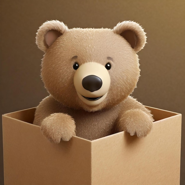 Cute Bear in the Box Digital Art