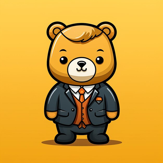 Photo cute bear clip art who wearing teacher suit