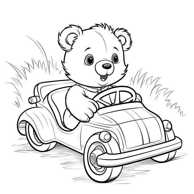 Cute bear driving