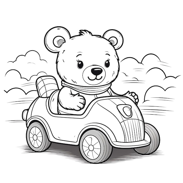 Photo cute bear driving