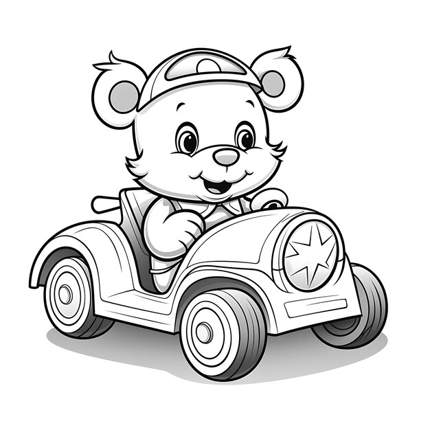 Cute bear driving