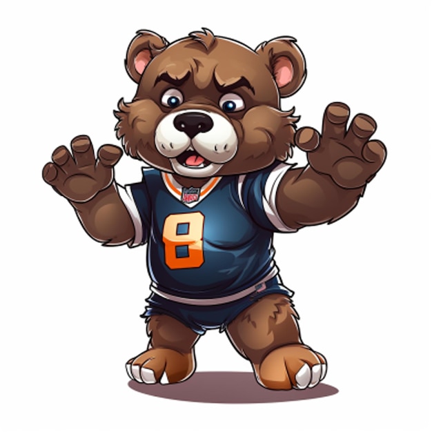 cute bear football cartoon illustration vector