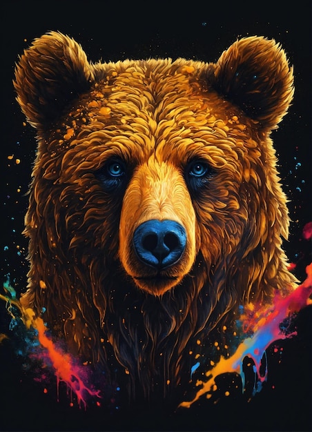 a cute bear Hyperdetailed Eyes TeeShirt Design