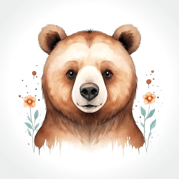 A Cute Bear Illustration On White Background