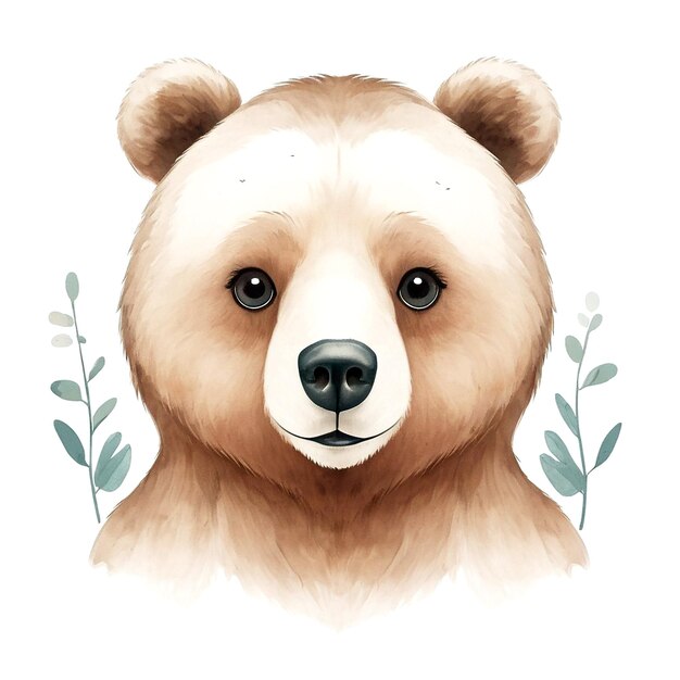 A Cute Bear Illustration On White Background