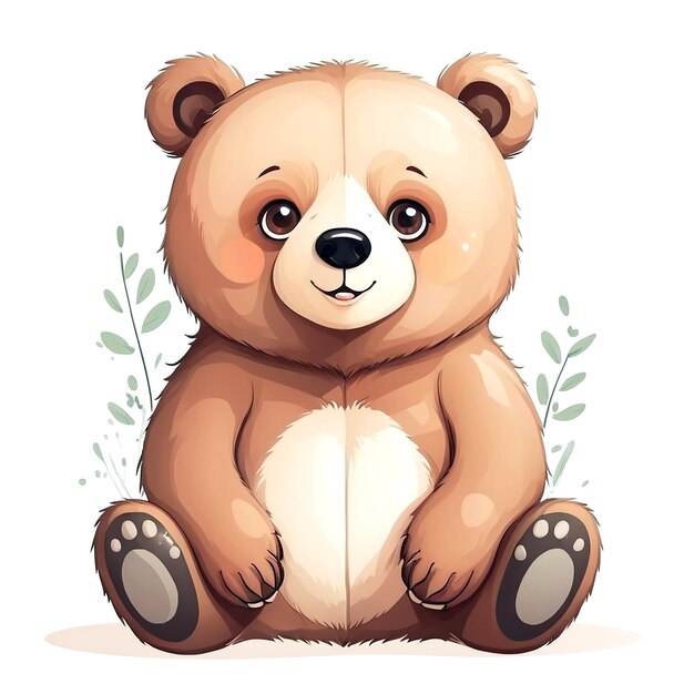 Photo a cute bear illustration on white background