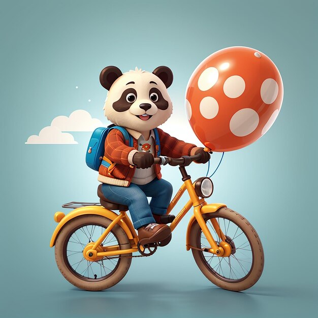 Cute Bear Riding Bicycle Cartoon Vector Icon Illustration Animal Sport Icon Concept