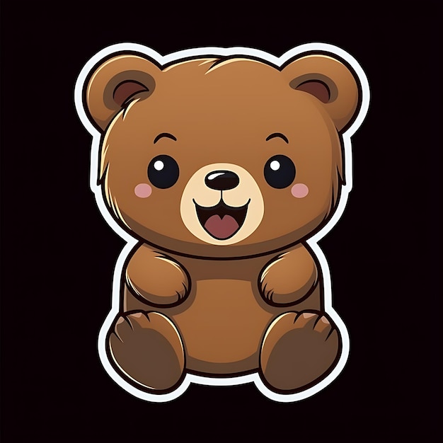 cute bear sticker smiling illustration