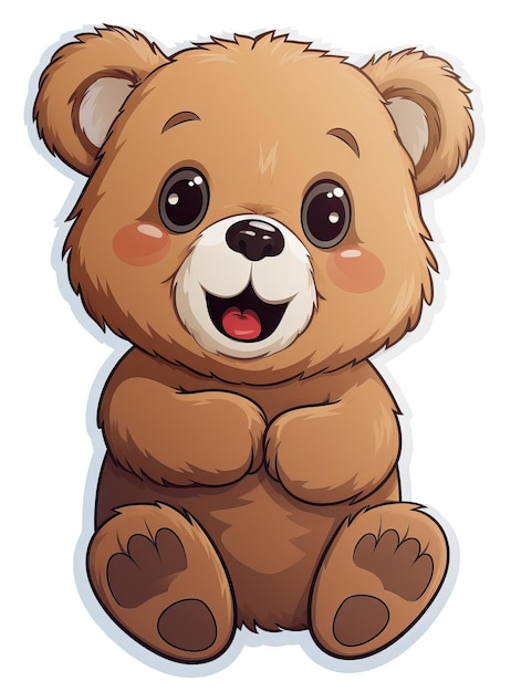 Photo cute bear stickers super cute character vinyl sticker with white border on white background ai generated