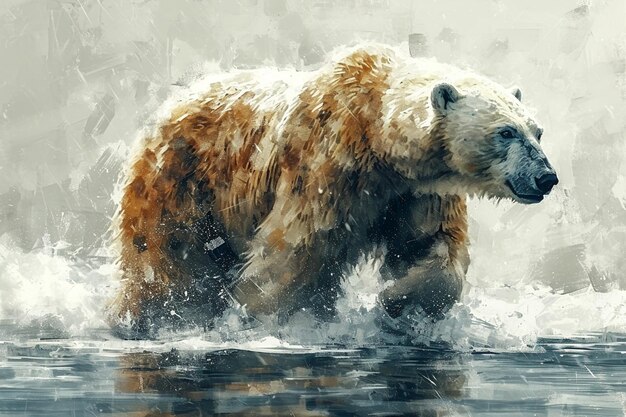 cute bear watercolor painting