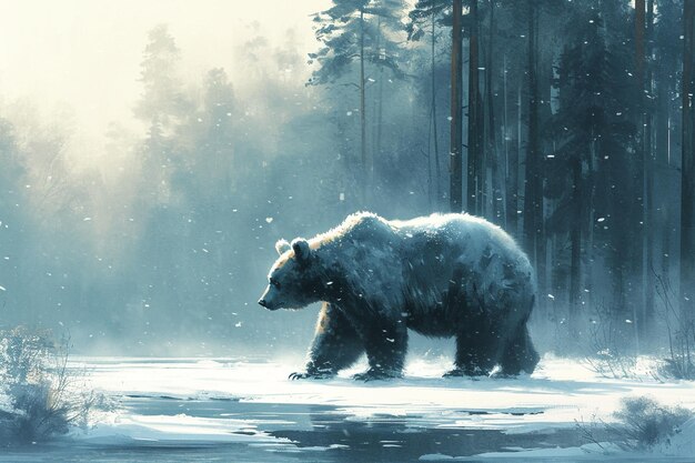 cute bear watercolor painting