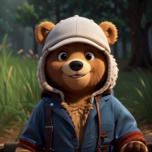 Cute bear wearing a hat