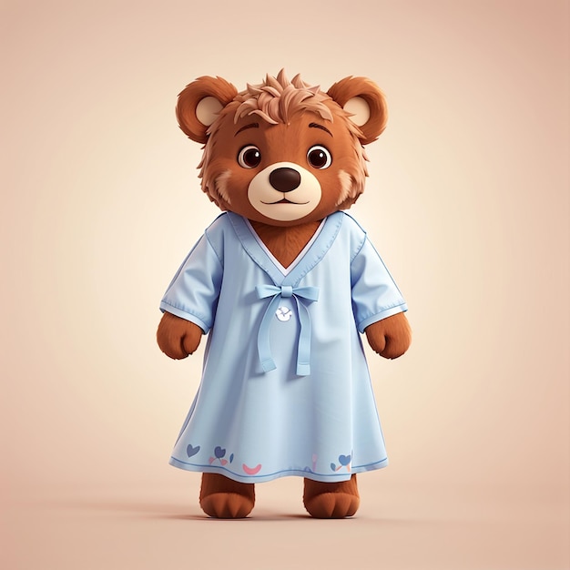 Cute bear wearing a nightgown vector illustration Premium AI generated image