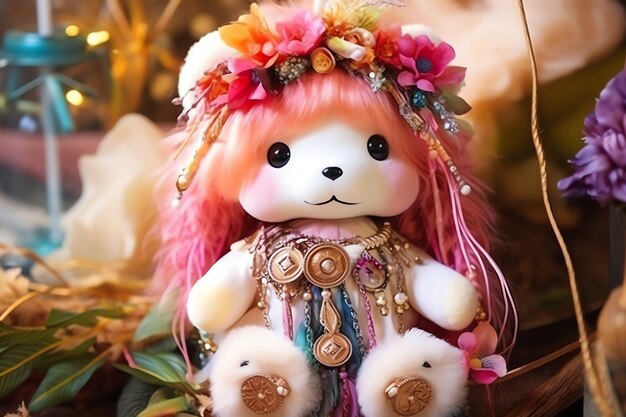 사진 어린이 보육 그림 벽 예술 장식을 위한 boho 술 열쇠고리를 가진 귀여운 곰