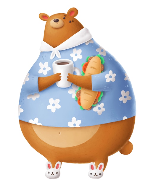 Cute bear with sandwich