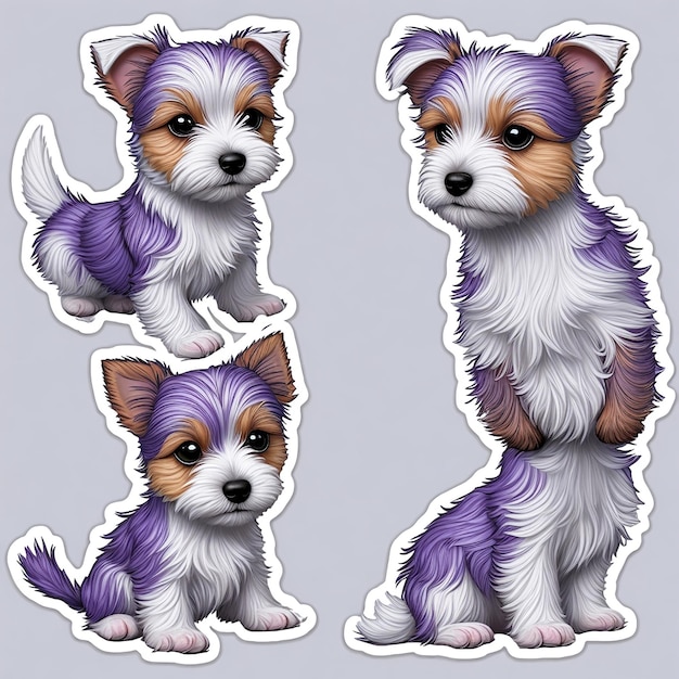 Photo cute bearded collie stickers pack picture ai generated