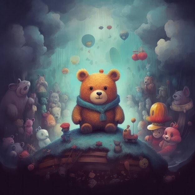 Cute Bears Childrens Book Illustration Generative AI