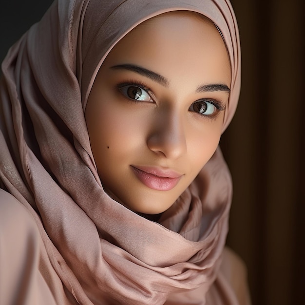 Cute beatiful asian muslim woman wearing hijab custom