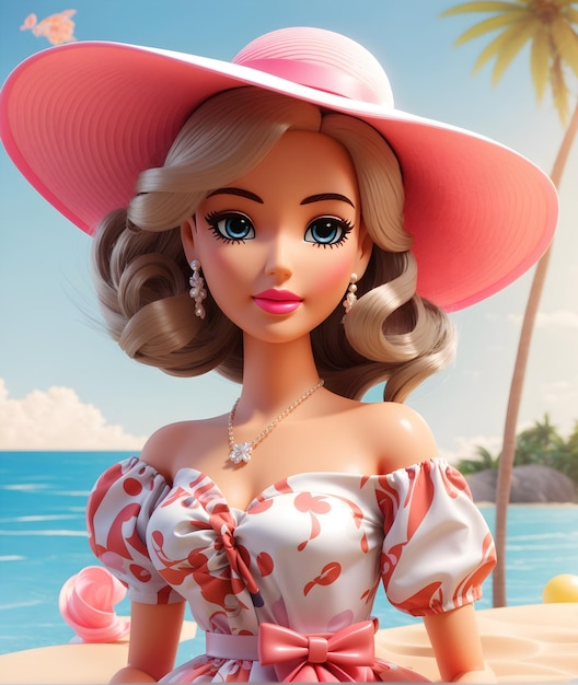 cute beautiful barbie on the beach