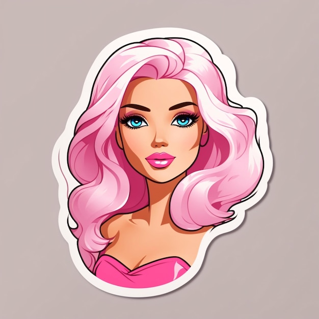 Cute Beautiful Barbie Vector Sticker