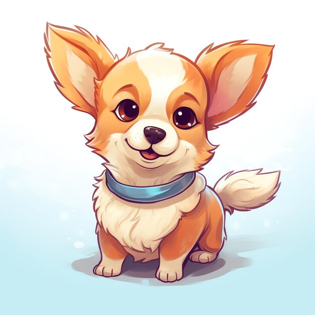 Photo a cute beautiful corgi with flowers funny corgi in cartoon style